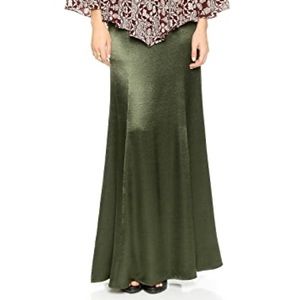 Elizabeth & James Olive green satin maxi skirt